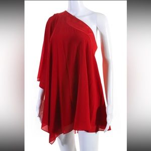 Badgley Mischka - Draped One Shoulder Mini Dress Bright Red Size Medium NWT
